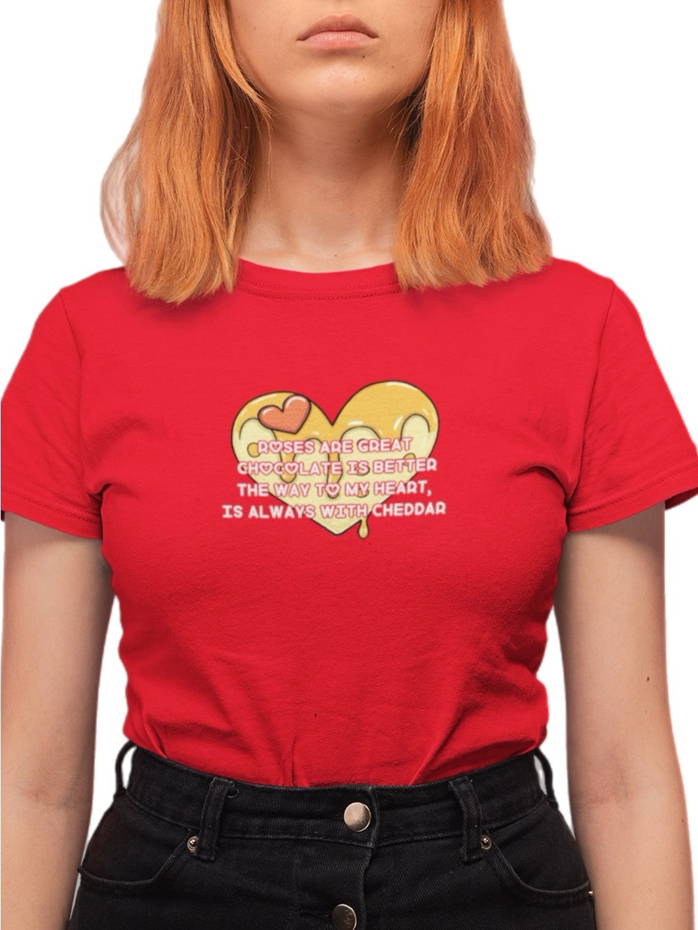 The Blind Medium | Original Poem Red Short-Sleeve Graphic Tee Cheddar Love Print